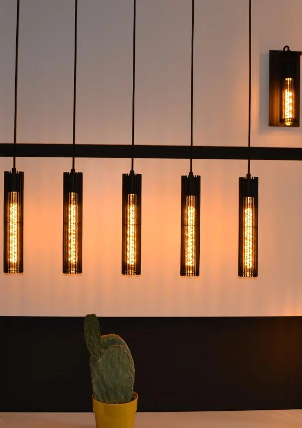Lucide LIONEL - Pendant light - 5xE27 - Black - atmosphere 5